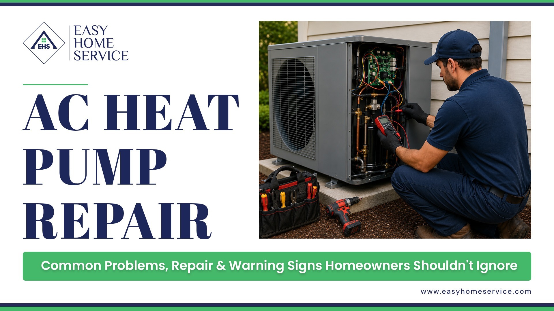 Repairmen doing AC heat pump repair
